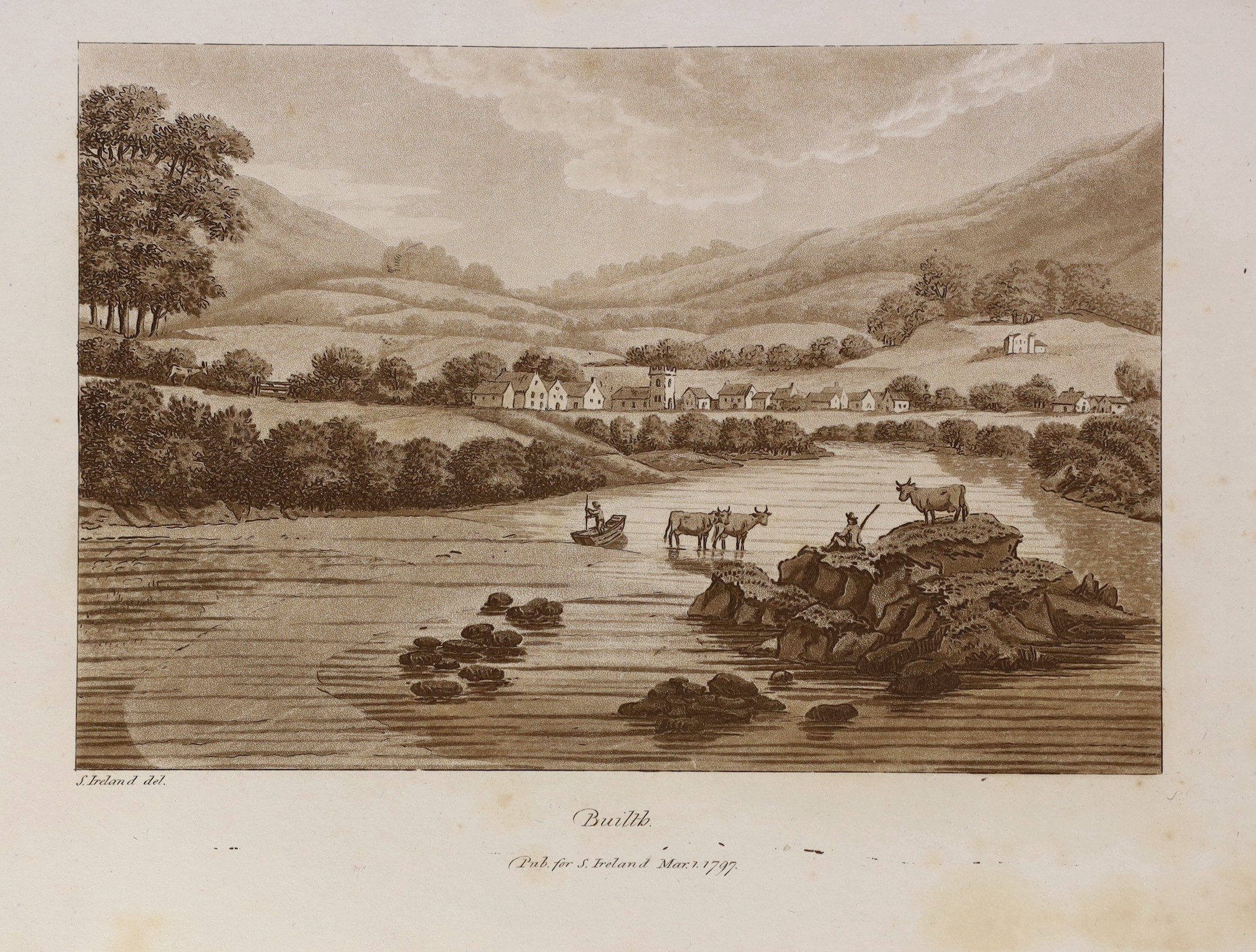 HEREFORDSHIRE: Ireland, Samuel - Picturesque Views on the River Wye ... with Observations on the Public Buildings, and other Works of Art, in the Vicinity ... 31 etched plates, map, half title; old gilt lettered binder's